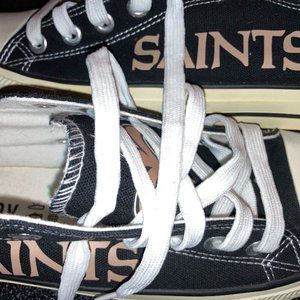 SHOES New Orleans Saints Black Gold Size 44 Clean NFL Football Genuine E-LOV